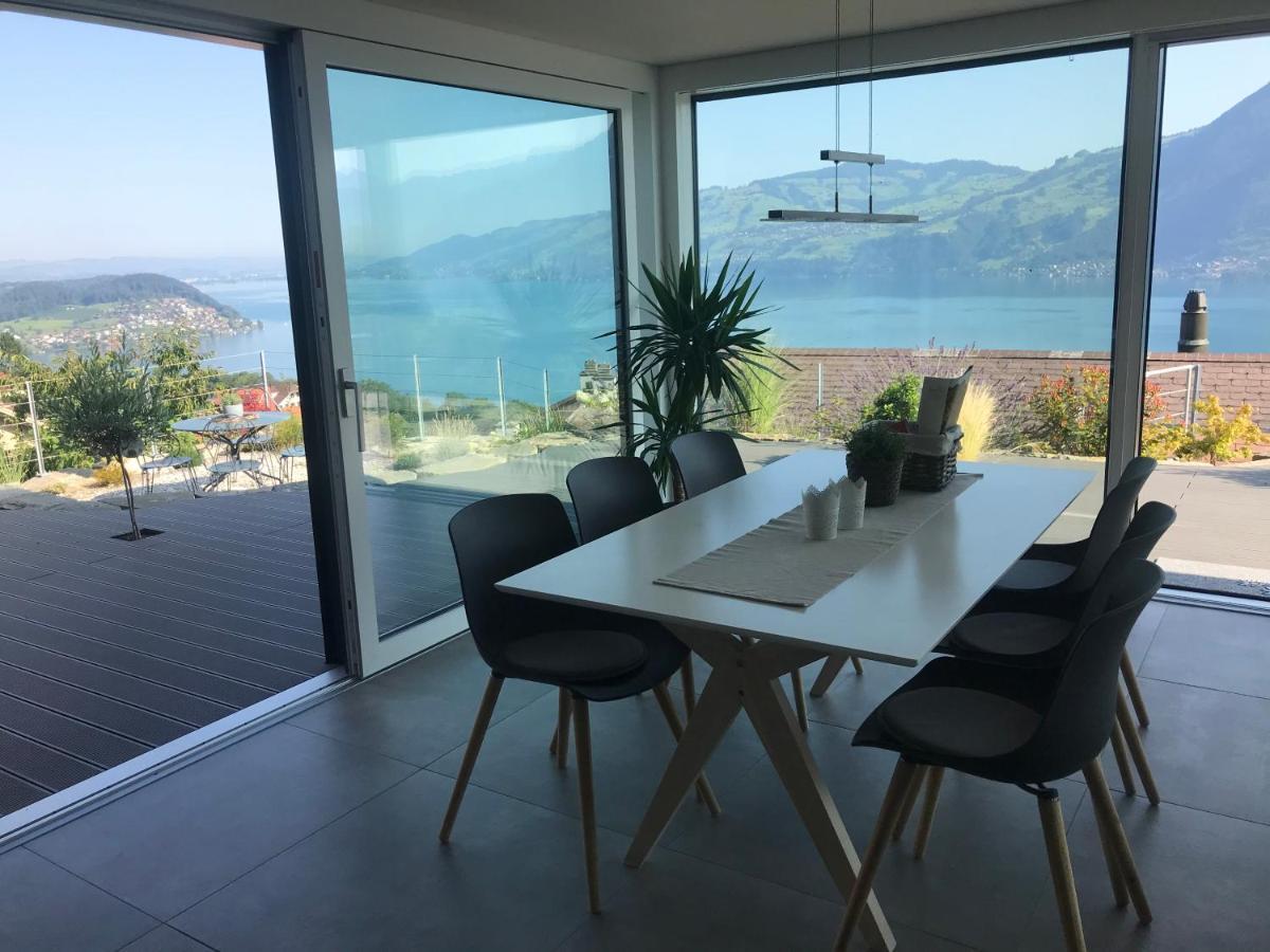 Moderne Unterkunft Mit Panoramablick Auf Thunersee Krattigen ภายนอก รูปภาพ