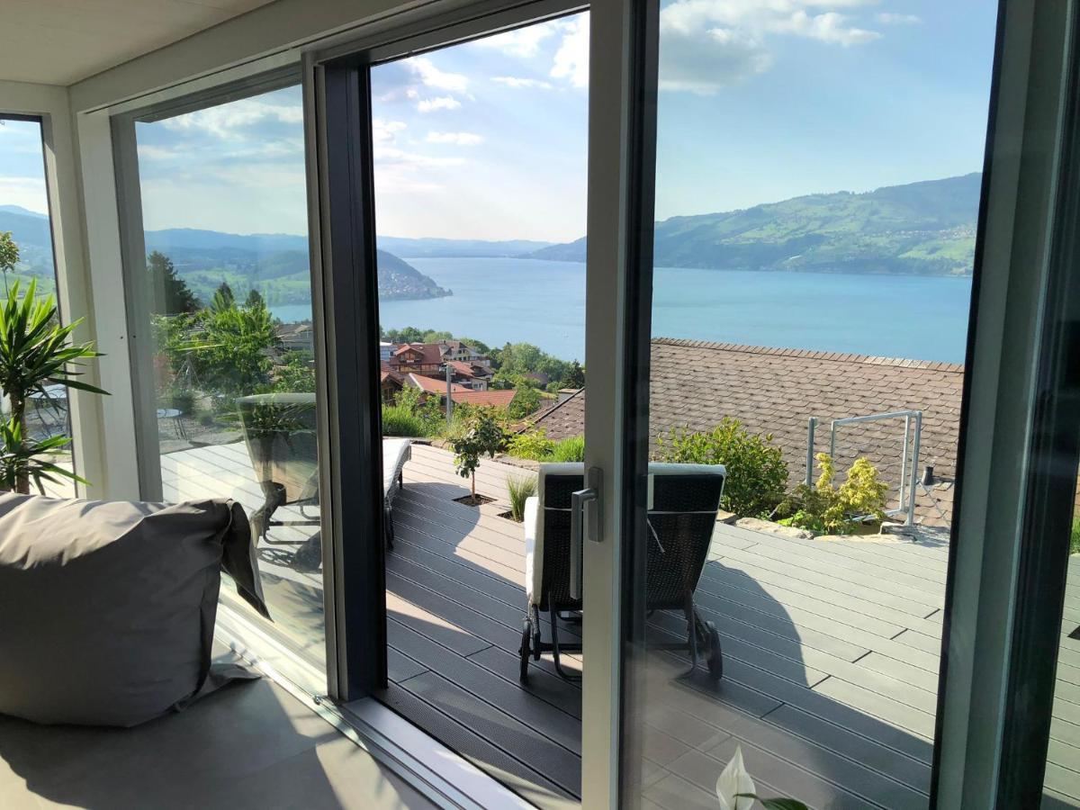 Moderne Unterkunft Mit Panoramablick Auf Thunersee Krattigen ภายนอก รูปภาพ