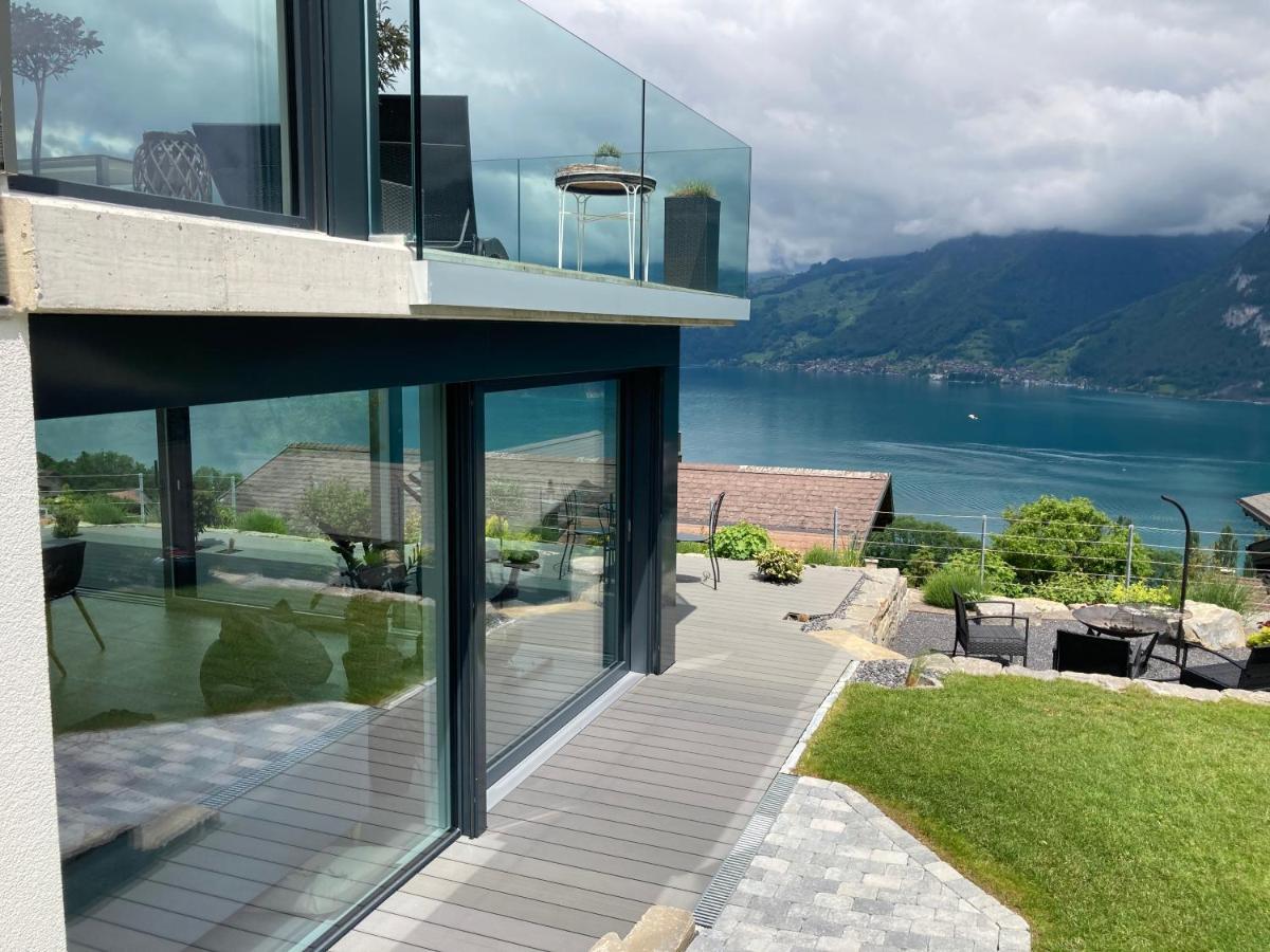 Moderne Unterkunft Mit Panoramablick Auf Thunersee Krattigen ภายนอก รูปภาพ